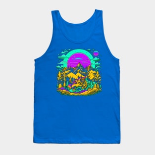 Psychedelic Mountains of Werewolf Monster Tank Top